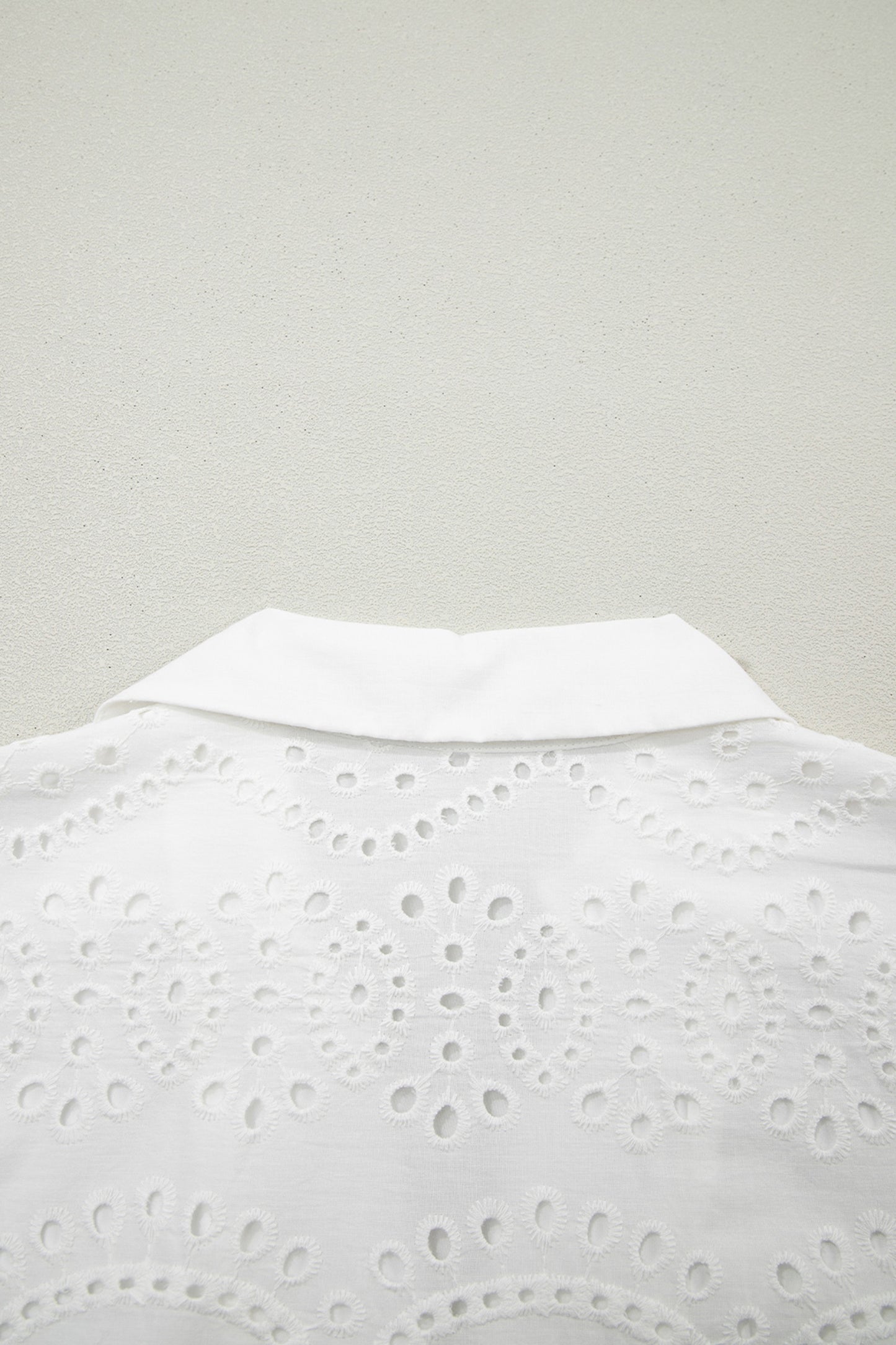 White Solid Color Eyelet Embroidered T Shirt Mini Dress