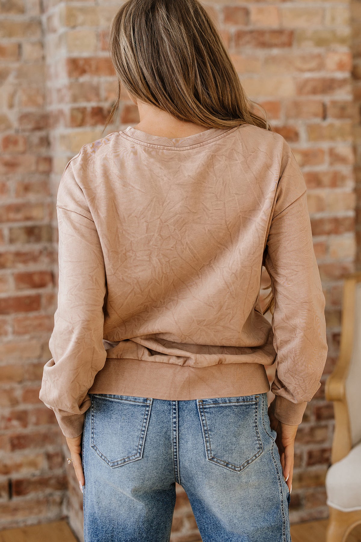 DUNE saved by grace Letter Embroidery Mineral Wash Loose Sweatshirt