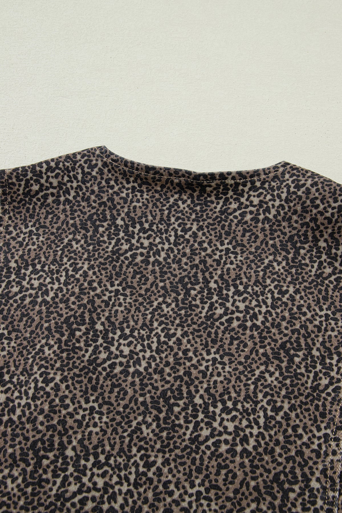 Brown Leopard Print Slim Denim Vest