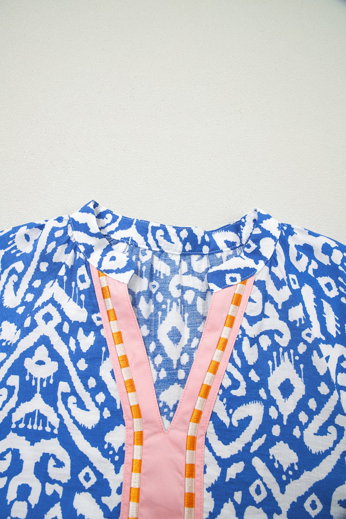 Blue Western Fashion Print Striped Color Block Patchwork Shift Mini Dress